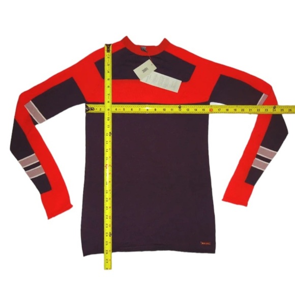 $150 Sweaty Betty Merino Wool Sweater XSmall Color Block High Crew Thumb Holes - Picture 5 of 13